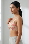 Zivame Floral Grace Padded Non Wired 3/4th Coverage Tshirt Bra - Light Pink Base With Flower — thumbnail 4